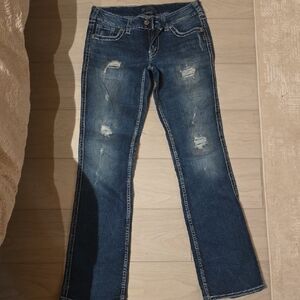 Silver Jeans Women's Boot Cut Distressed Denim